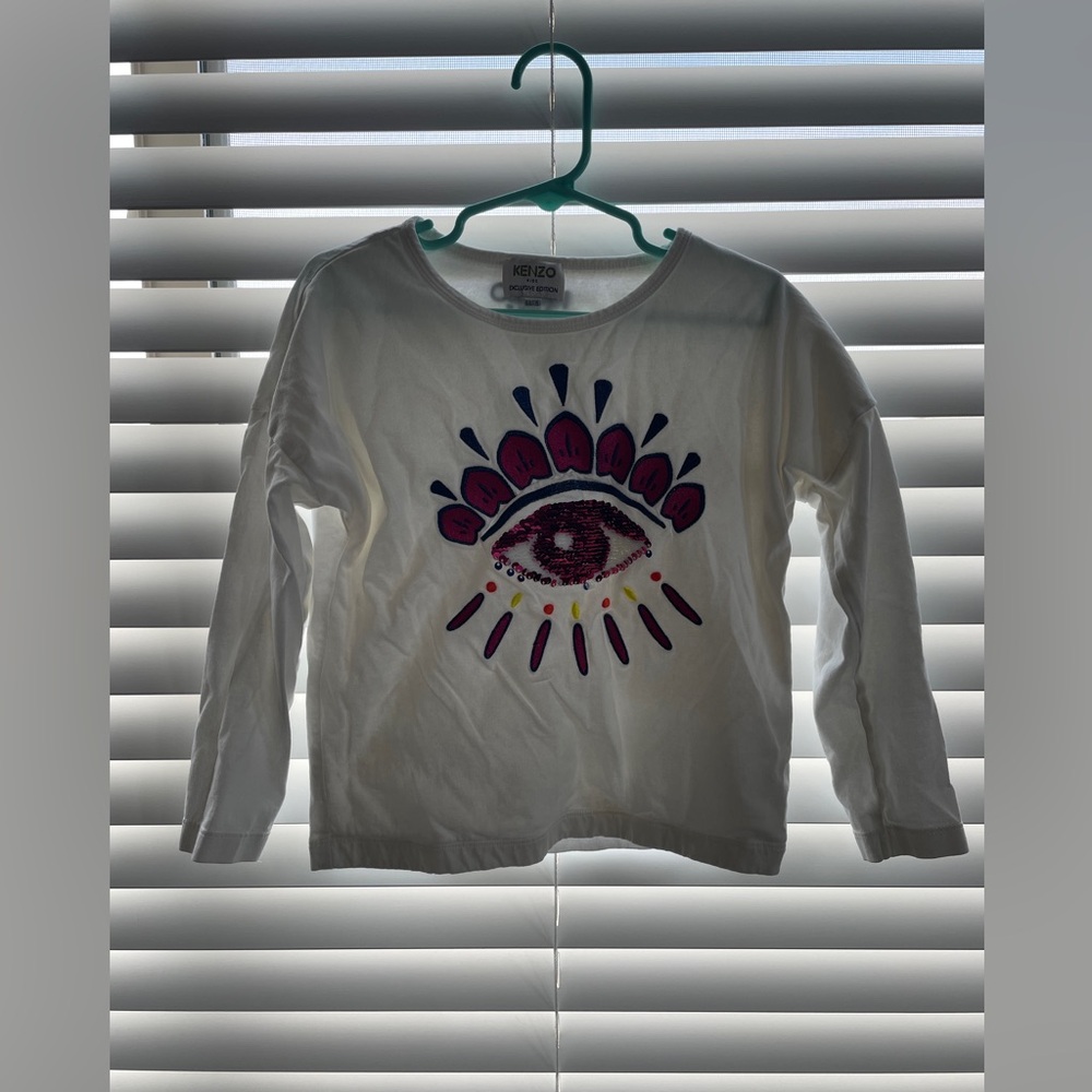 Kenzo Kids White Eye Graphic Long Sleeve Shirt little girl 6Y/116cm